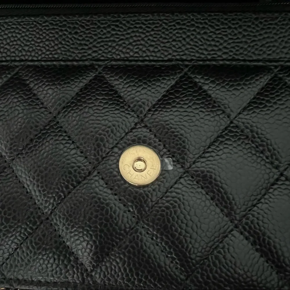 **ON HOLD CHANEL Caviar Quilted Wallet on Chain WOC Black / Gold - Picture 12 of 14